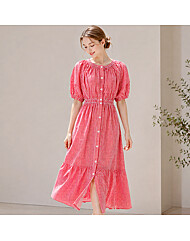 (레코브) 잔체크 반팔 원피스(LC21C6OP011X)