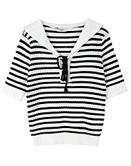 [레코브] 세일러 카라 스트라이프 반팔 니트(LC61D4KN516X)