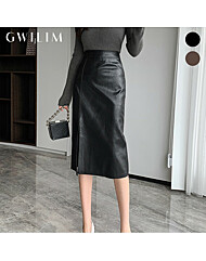 (귈림) 레더 스플릿 미디움 스커트(GBWSK008P)