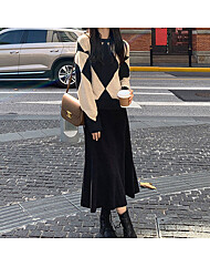 (귈림) (2종SET)루즈핏 배색 니트+코듀로이 미디 스커트 (G5WSE002P)