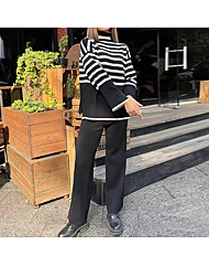 (귈림) (2종SET)스트라이프 터틀넥 니트+밴딩 와이드 팬츠 (G5WSE010P)