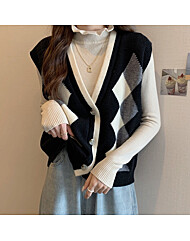 (귈림) 배색 다이아몬드 무늬 니트 베스트(G5WVT012P)