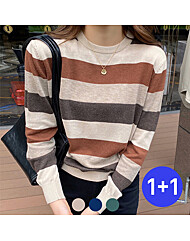 (귈림)1+1 와이드 스트라이프 니트 티셔츠(GBFTS006P)