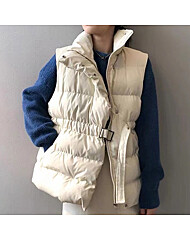 (예쎄) 하이넥카라 허리벨트 패딩 조끼(S4WVT039A)