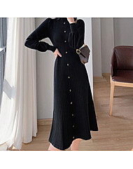 (예쎄) 하프넥 퍼프 골지 니트 롱원피스(S4WOP006A)