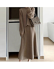 (예쎄) (2종SET)브이넥 니트+터틀넥 원피스(S4WSE019A)