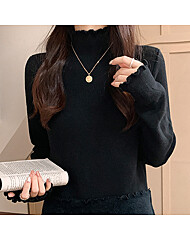 (예쎄) 도톰 융기모안감 물결넥 폴라티(S4WTS002A)