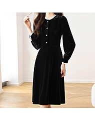 (예쎄) 블랙 벨벳 프릴 진주장식 원피스(S4WOP021A)