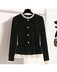 (예쎄) 벨벳 프릴장식 페플럼 블라우스(S4WBL404A)