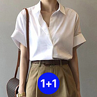 (귈림) 1+1 반팔 셔츠카라 블라우스 (G4MBL039P_1)