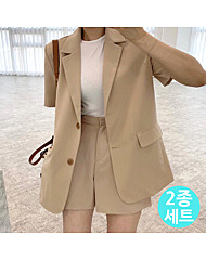 (예쎄) (2종SET) 오버핏 반팔 롱자켓+숏팬츠(S5MSE028A)