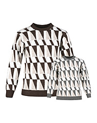 럭스골프 남성 라운드넥 지오매트릭 긴팔 니트 스웨터 RM25W429