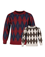 럭스골프 남성 라운드넥 아가일 긴팔 니트 스웨터 RM25W427