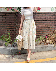 [엔소아] 플라워 플레어 롱스커트