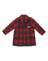 게스키즈 여아용 레드 체크 모직 코트 G09KAC010 무료배송
