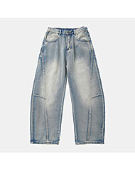 IKALOOK 와이드핏 워싱 절개 데님 팬츠 CJN110