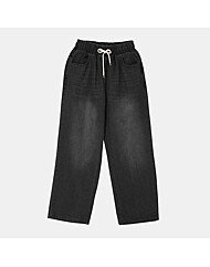 IKALOOK 루즈핏 워싱 밴딩 데님 팬츠 CJN113