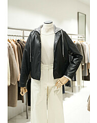[BCBG] 페이크 레더 후드 가죽 재킷 (A5F8Y961)