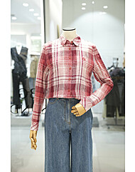 [BCBG] 로이 체크 린넨 블라우스 (B4B3B401)