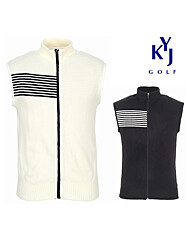 [김영주골프] 가을겨울 니트 집업 베스트 스트라이프 약기모 스판 남성 골프 조끼 DPWMVE81