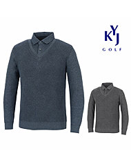 [김영주골프] 겨울 기모 레이어드 티셔츠 조끼 일체형 남성 골프 긴팔티 DPWMTS42