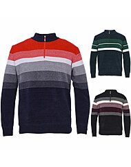 [김영주골프] 겨울 두툼 기모 스트라이프 남성 골프 반집업 니트 DOWMNT31