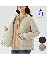 [김영주골프] 겨울 퀄팅 누빔 따습 기모 밍크퍼 라운드 여성 패딩 점퍼 KOWLJP31