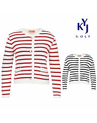 [김영주골프] 가을겨울 스트라이프 라운드 빅단추 프리 여성 가디건 KOWLCA07