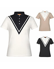 [김영주골프] 여름 빅브이 배색 기능성 쿨스판 카라 여성 골프 반팔티셔츠 KOMLTS27