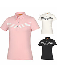 [김영주골프] 여름 브이컷 3선 사방스판 기능성 여성 골프 반팔티셔츠 DOMLTS37