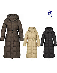 [김영주골프] 겨울 경량 롱푸퍼 허리끈 후드 여성 덕다운 롱패딩 점퍼 KPWLJP14