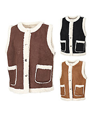 [김영주골프] 겨울 따뜻한 양털 프리 루즈핏 스웨이드 여성 무스탕 베스트 DPWLVE97