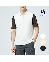 김영주골프 여름 쿨링 스판 소매 배색 카라  남성 반팔 골프 티셔츠 DQMMTS18
