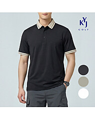 김영주골프 여름 쿨링 스판 카라 배색 포인트  남성 반팔 골프 티셔츠 DQMMTS21